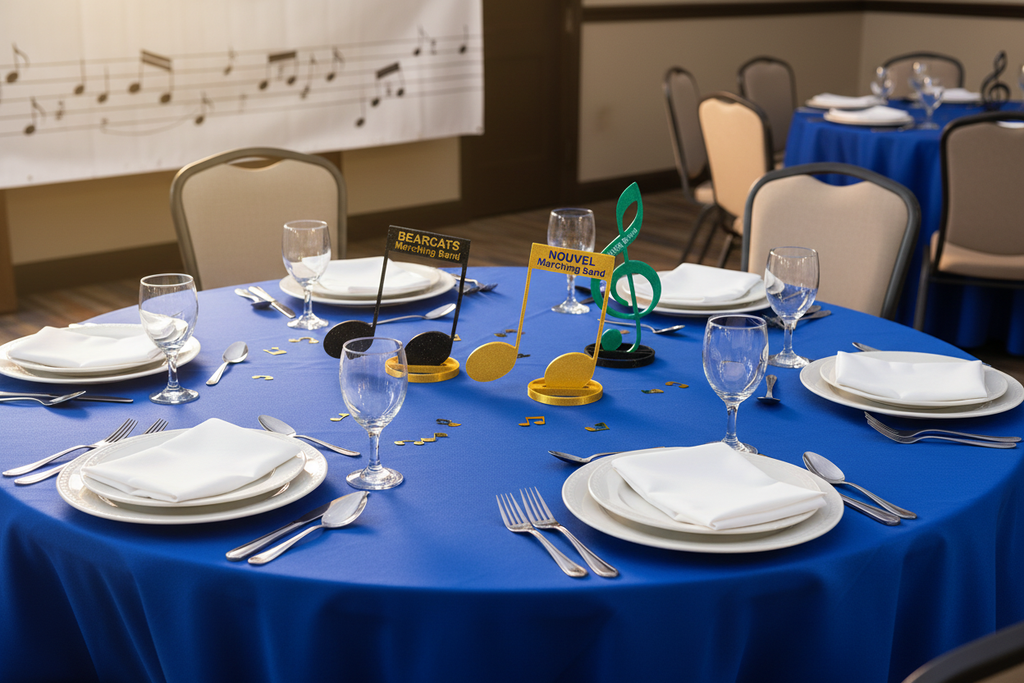 Marching band awards on banquet table